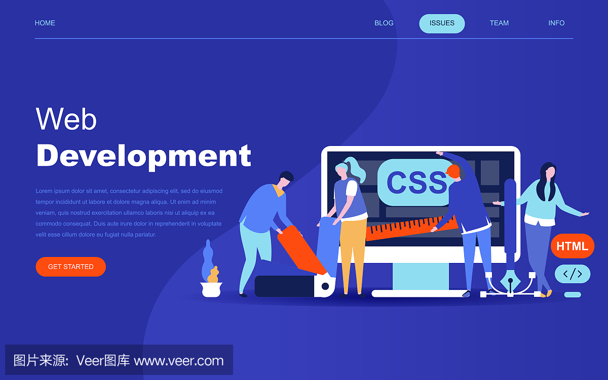 Modern flat design concept of Web Development for website and mobile website development. Landing page template.